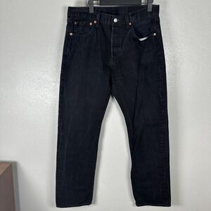 Levis 501 Black Wash Jeans Mens Size 33x32 Denim Button Fly Straight Leg Classic